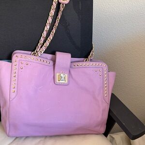 Juicy Couture Lavender Studded Leather Shoulder Bag with Gold Chain Straps